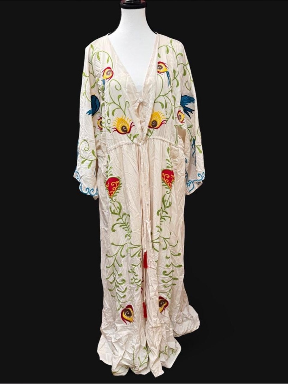 NWT Maxi Flowy Mexican Embroidered Coverup
